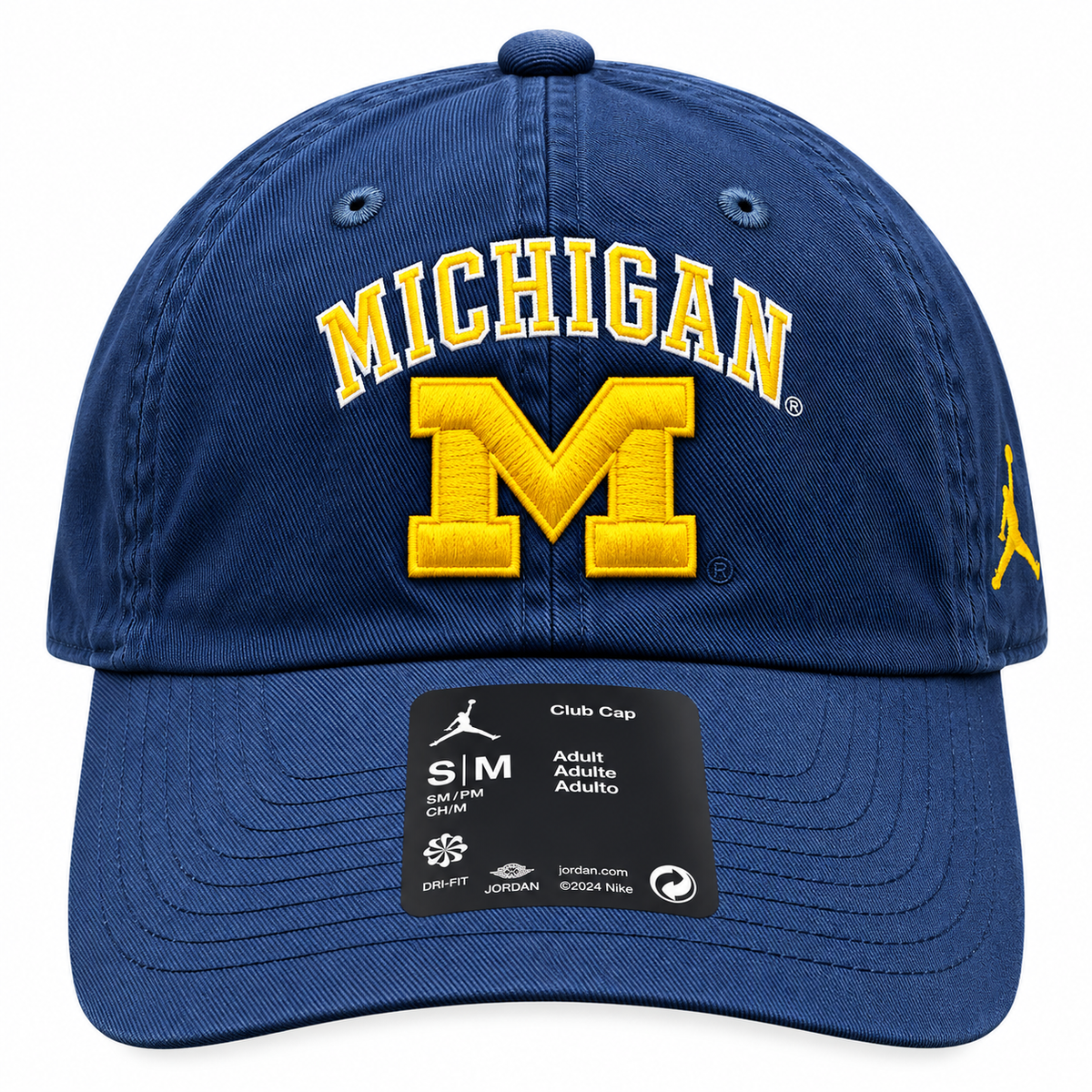 Michigan Wolverines Nike Club Navy Dri-Fit Unstructured Adjustable Hat