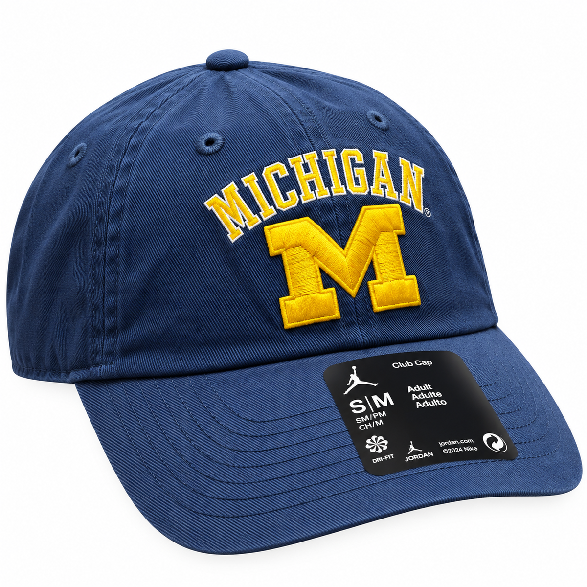 Michigan Wolverines Nike Club Navy Dri-Fit Unstructured Adjustable Hat