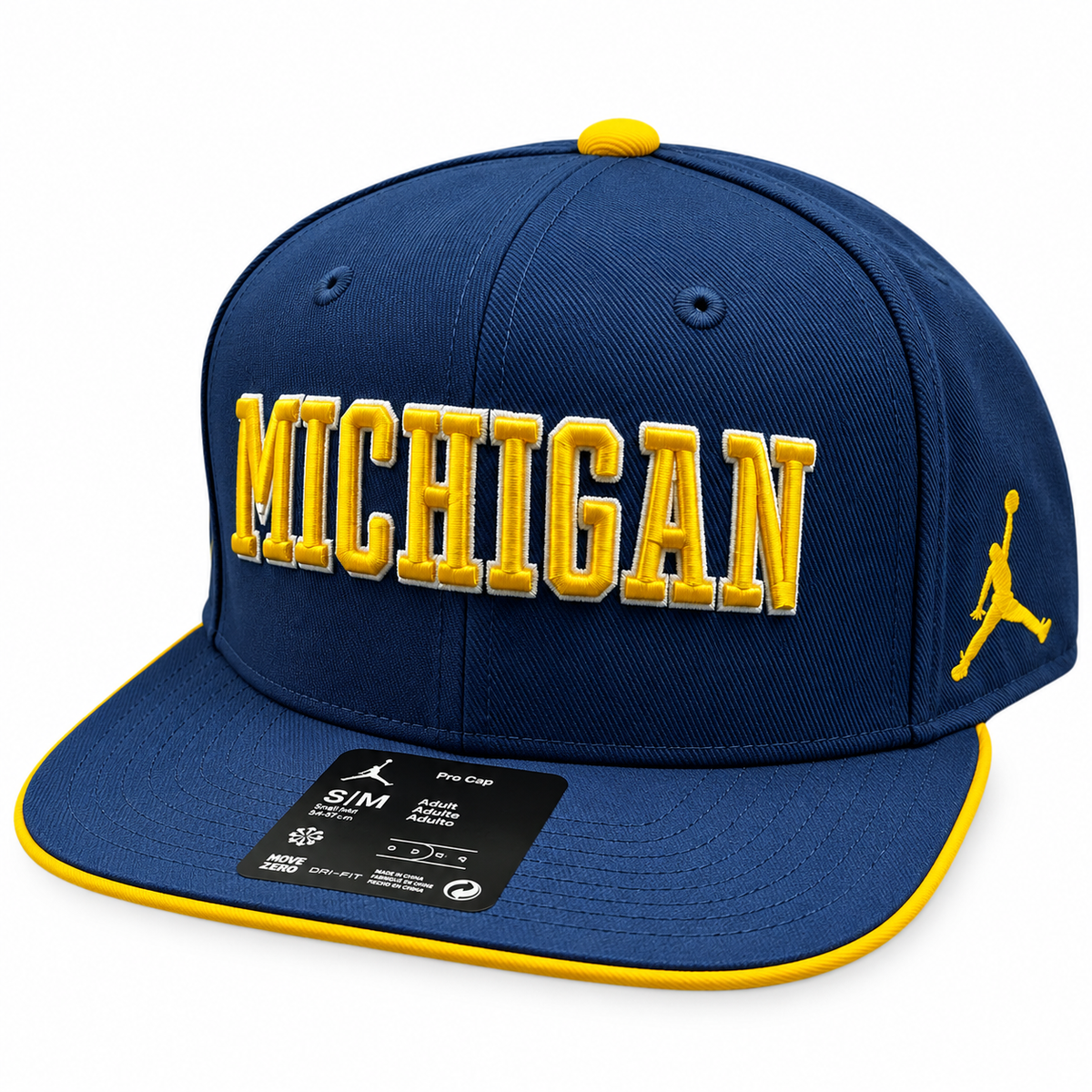 Michigan Wolverines Nike Navy Jumpman Dri-Fit Sideline Pro Snapback Hat