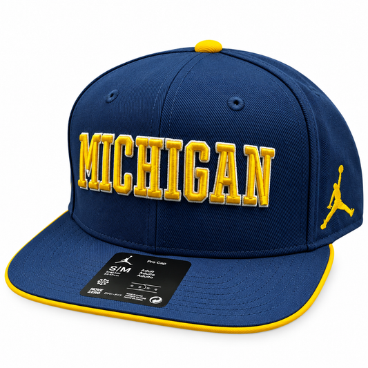 Michigan Wolverines Nike Navy Jumpman Dri-Fit Sideline Pro Snapback Hat