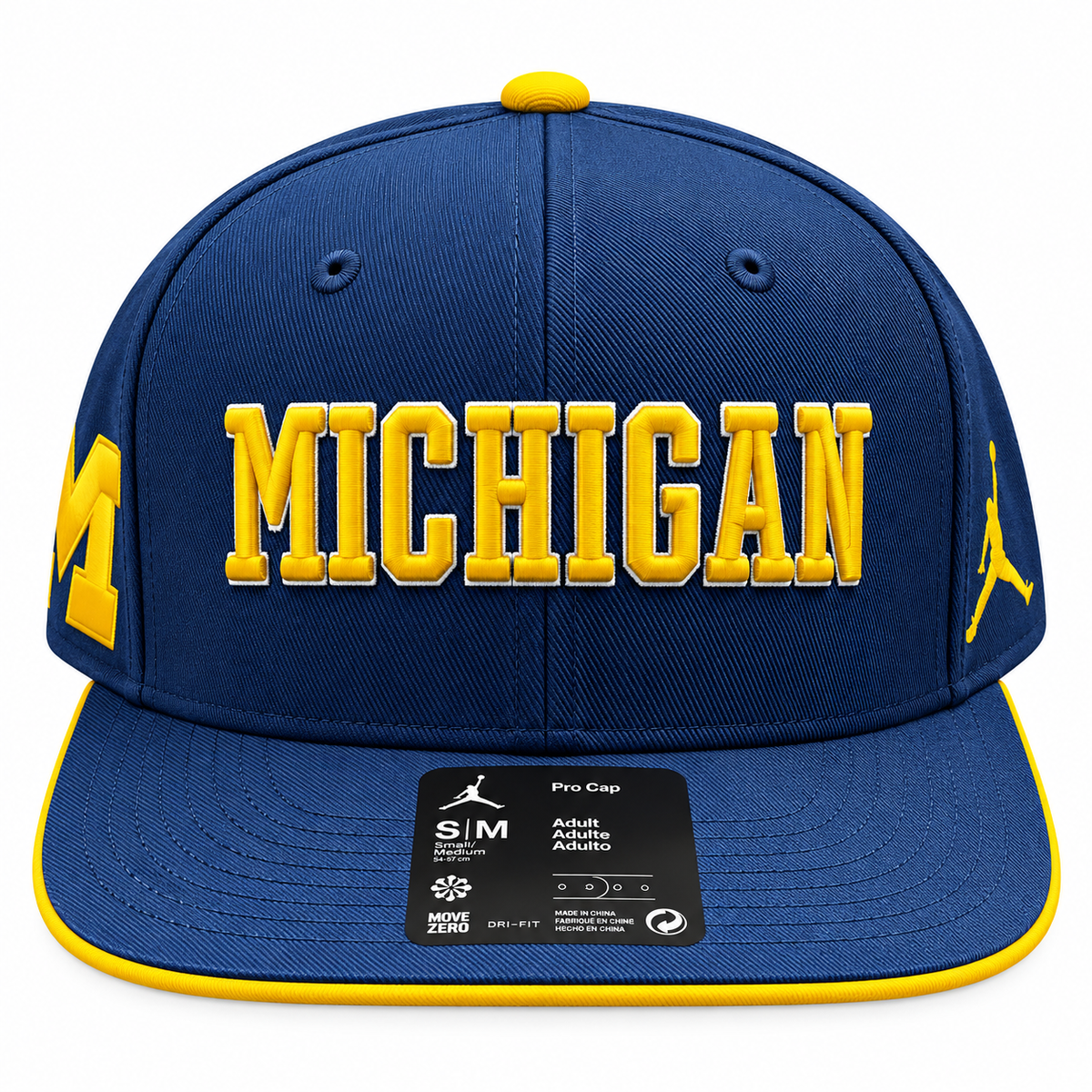 Michigan Wolverines Nike Navy Jumpman Dri-Fit Sideline Pro Snapback Hat