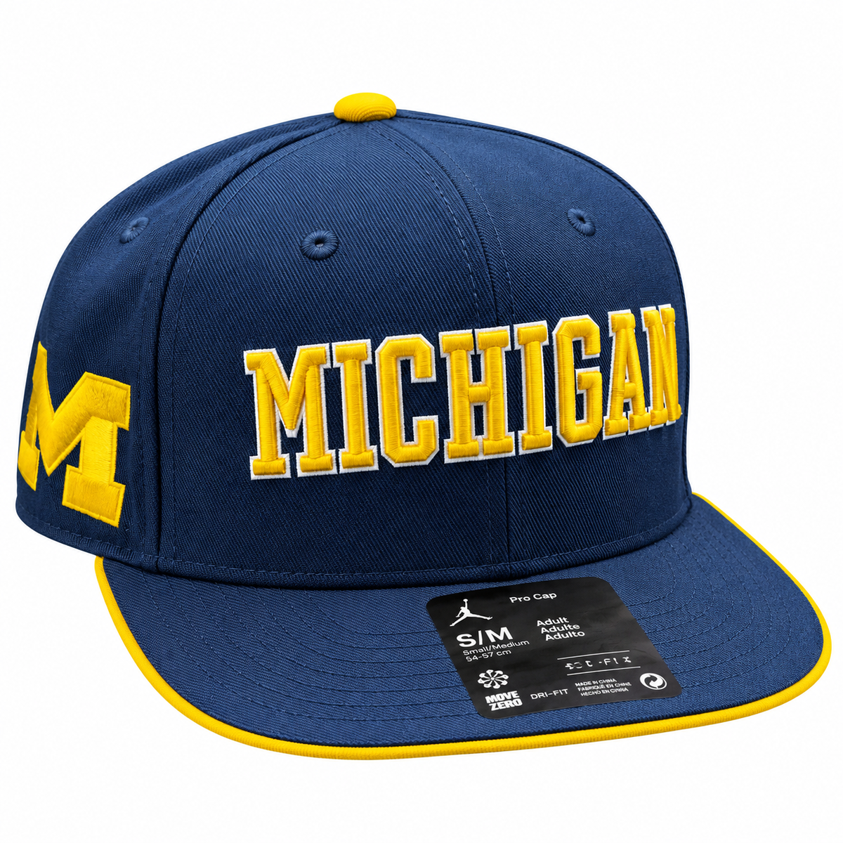 Michigan Wolverines Nike Navy Jumpman Dri-Fit Sideline Pro Snapback Hat