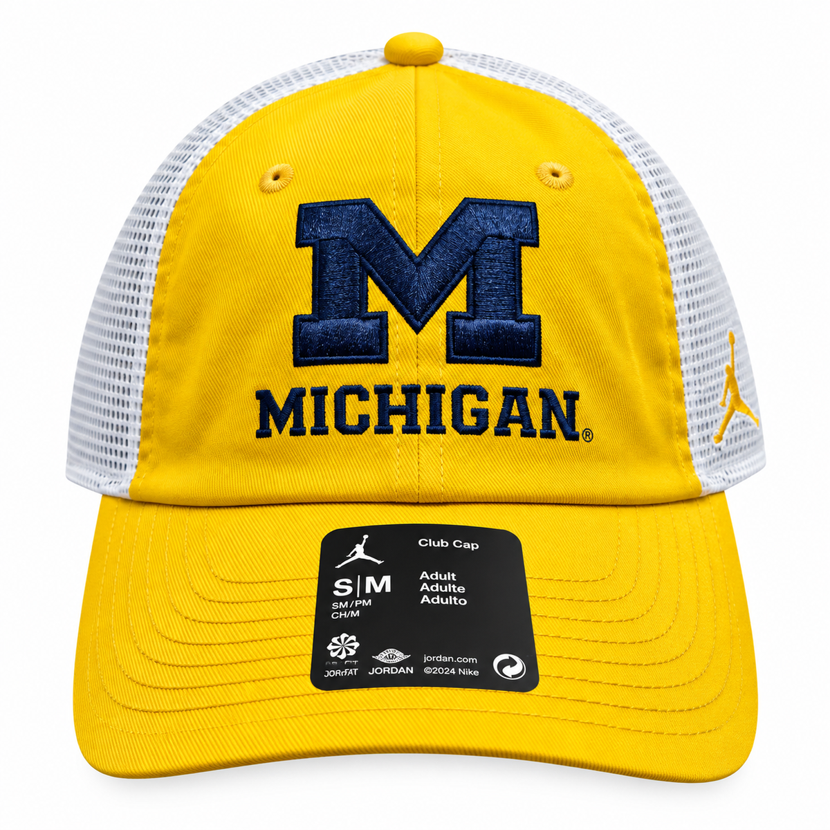Michigan Wolverines Nike Yellow Club Jumpman Unstructured Adjustable Trucker Hat
