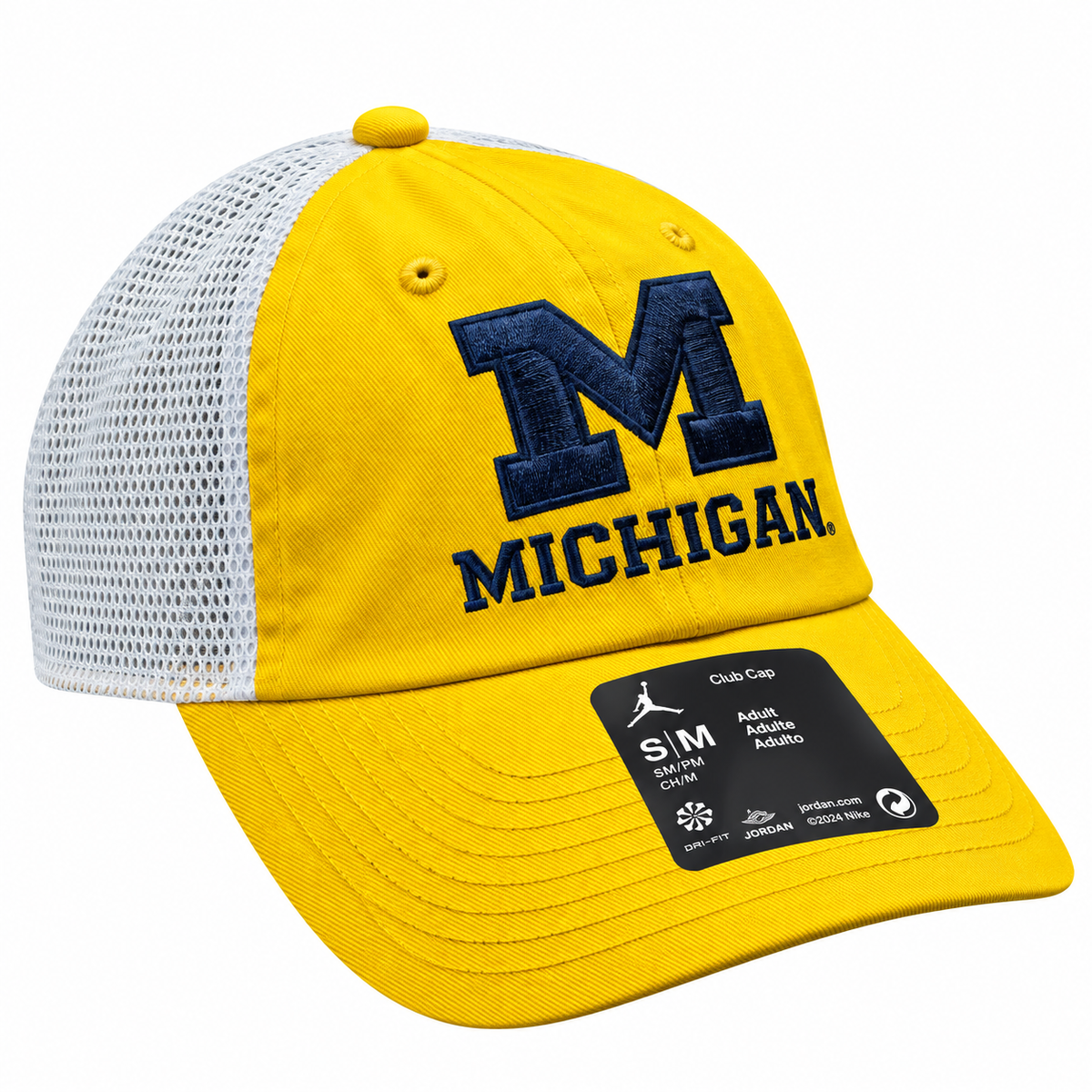 Michigan Wolverines Nike Yellow Club Jumpman Unstructured Adjustable Trucker Hat