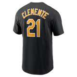 Men's Pittsburgh Pirates Roberto Clemente Nike Black Cooperstown Collection Name & Number T-Shirt - Pro Jersey Sports