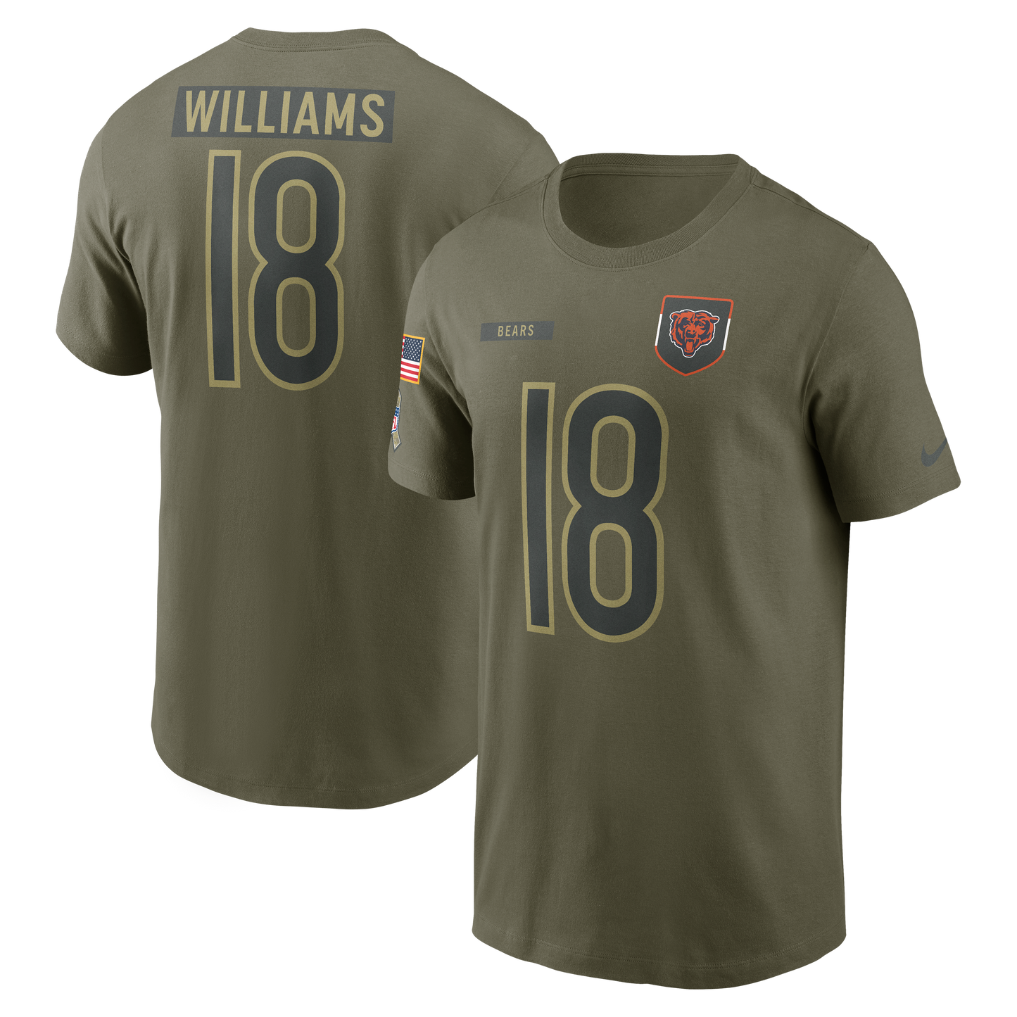 Men's Nike Caleb Williams Chicago Bears 2025 Salute To Service Olive Green Name & Number T-Shirt - Pro Jersey Sports
