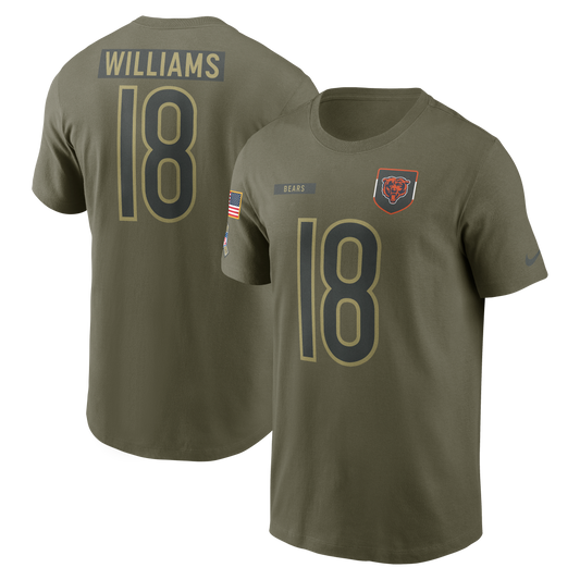 Men's Nike Caleb Williams Chicago Bears 2025 Salute To Service Olive Green Name & Number T-Shirt - Pro Jersey Sports
