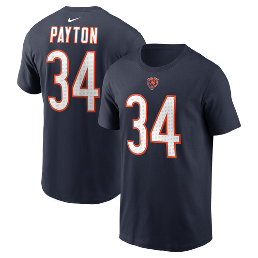 Men's Nike Walter Payton Navy Chicago Bears Name & Number T-Shirt