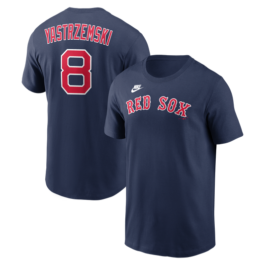 Men's Boston Red Sox Carl Yastrzemski Nike Navy Cooperstown Collection Name & Number T-Shirt - Pro Jersey Sports