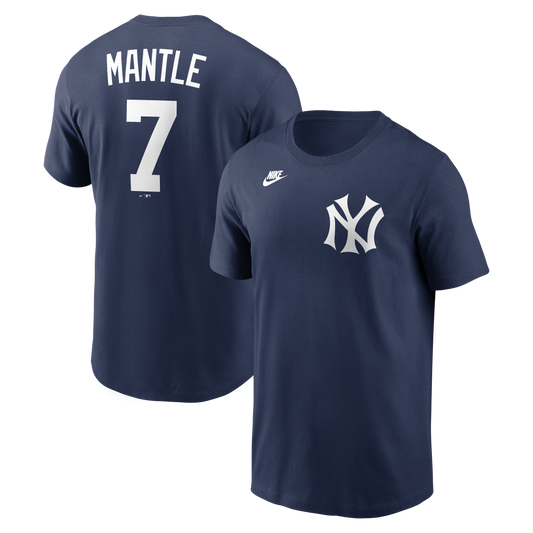 Men's Mickey Mantle New York Yankees Nike Navy Name & Number T-Shirt - Pro Jersey Sports