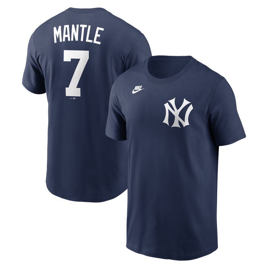 Men's Mickey Mantle New York Yankees Nike Navy Name & Number T-Shirt - Pro Jersey Sports