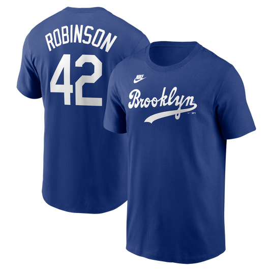 Men's Brooklyn Dodgers Jackie Robinson Nike Royal Cooperstown Collection Name & Number T-Shirt - Pro Jersey Sports