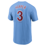 Men's Bryce Harper Philadelphia Phillies Nike Valor Blue Name and Number T-Shirt - Pro Jersey Sports