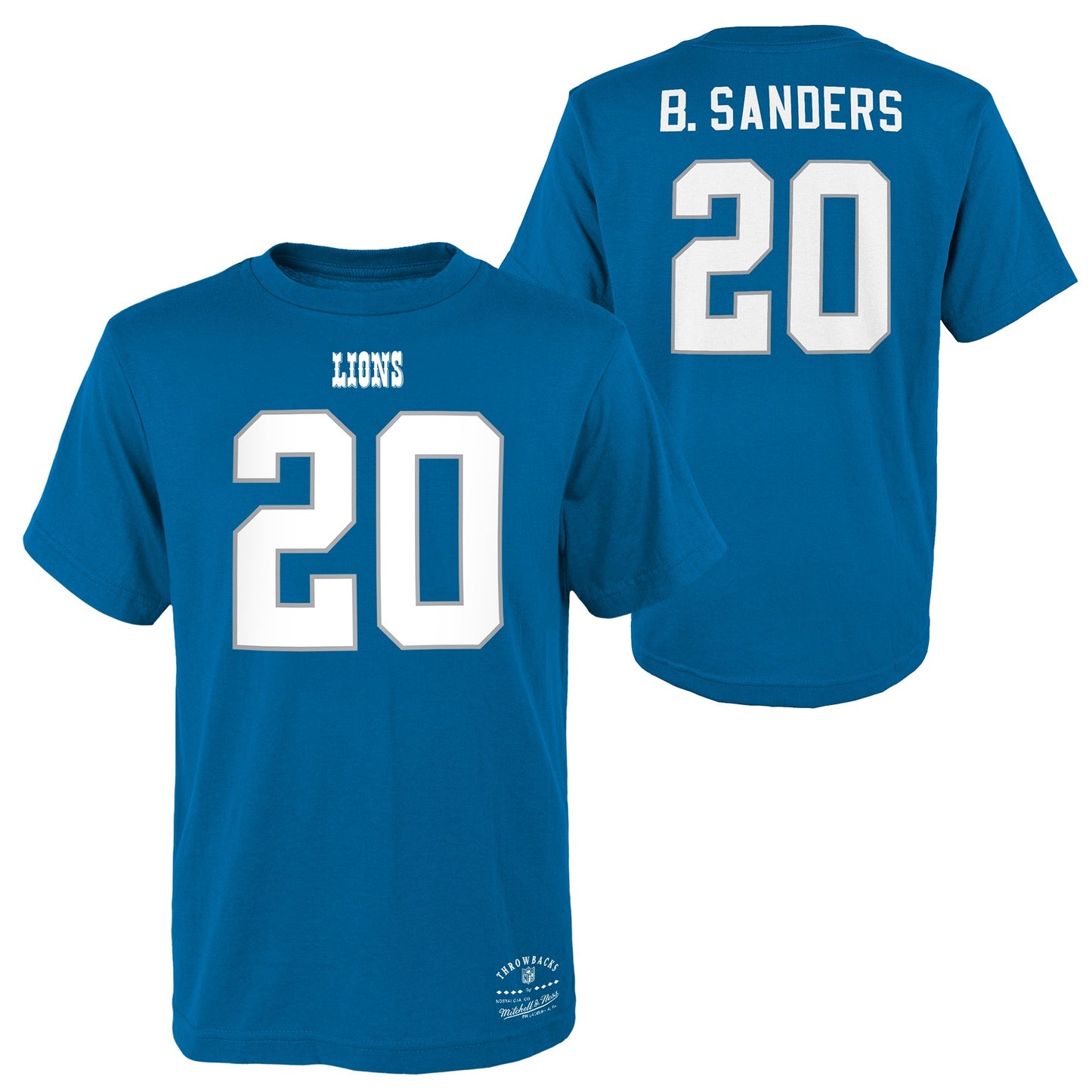 Youth Barry Sanders Detroit Lions Blue Mitchell & Ness Retro Player Name And Number T-Shirt