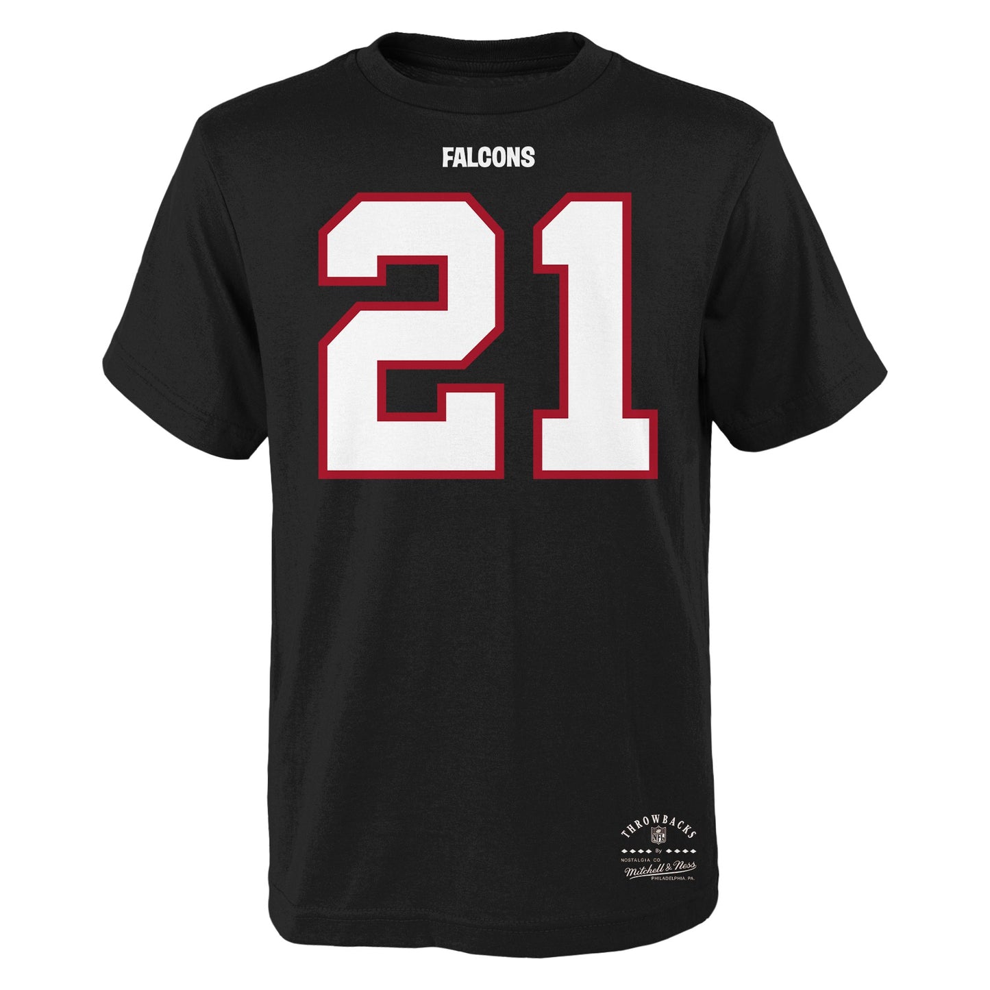 Youth Deion Sanders Atlanta Falcons Black Mitchell & Ness Retro Player Name And Number T-Shirt