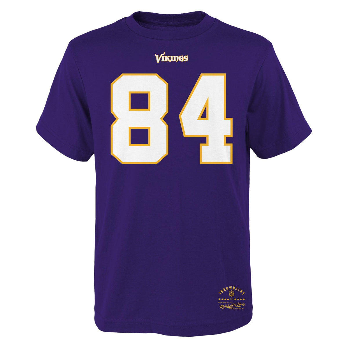 Youth Randy Moss Minnesota Vikings Purple Mitchell & Ness Retro Player Name And Number T-Shirt - Pro Jersey Sports