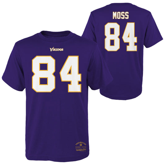 Youth Randy Moss Minnesota Vikings Purple Mitchell & Ness Retro Player Name And Number T-Shirt