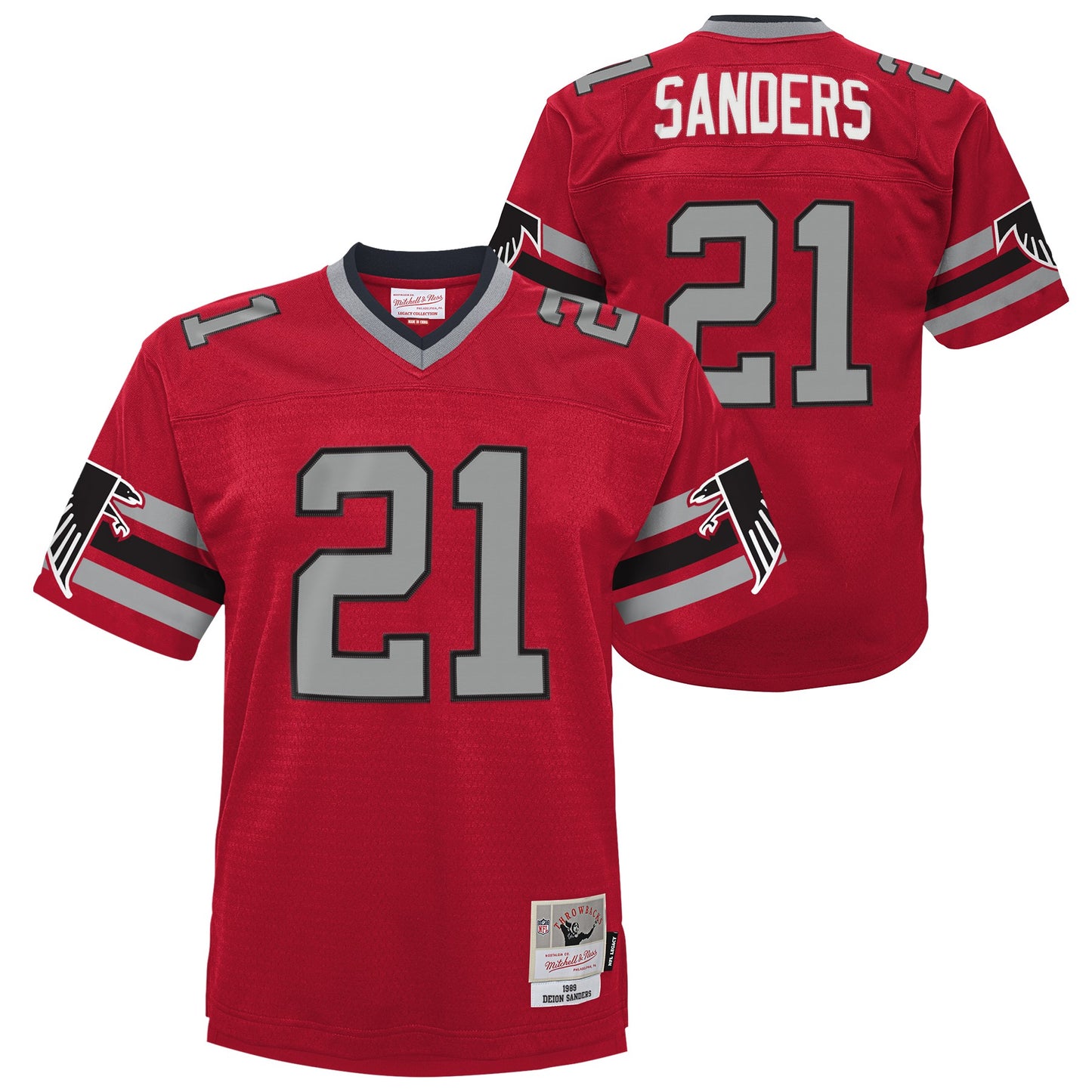 Youth Atlanta Falcons Deion Sanders Mitchell & Ness Red 1989 Retired Player Vintage Replica Jersey