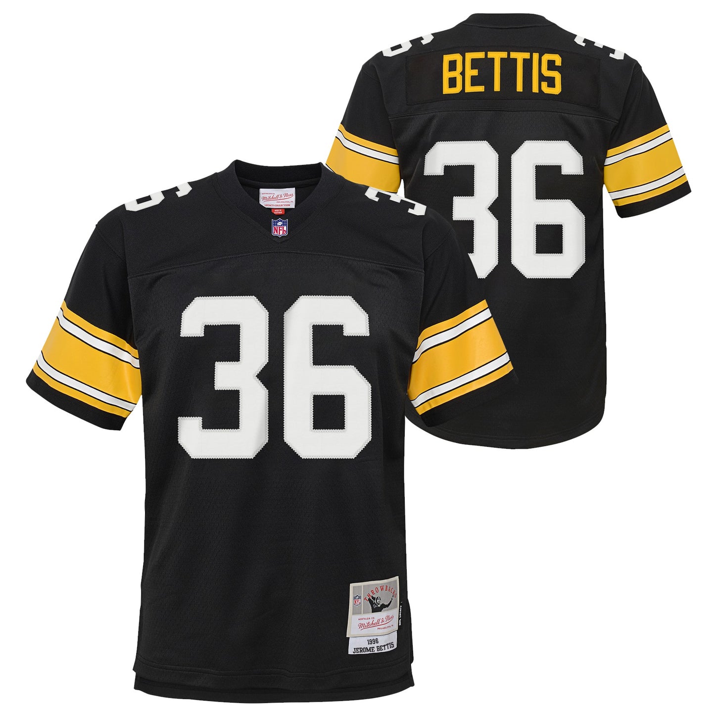 Youth Jerome Bettis Pittsburgh Steelers Mitchell & Ness Black Retired Player Vintage Replica Jersey