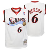 Youth Philadelphia 76ers Allen Iverson Mitchell & Ness White 2002 Hardwood Classics Swingman Jersey - Pro Jersey Sports