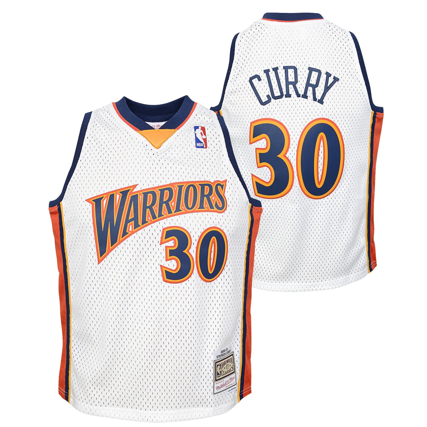 Youth Stephen Curry Golden State Warriors Mitchell & Ness White 2009-10 Hardwood Classics Swingman Jersey