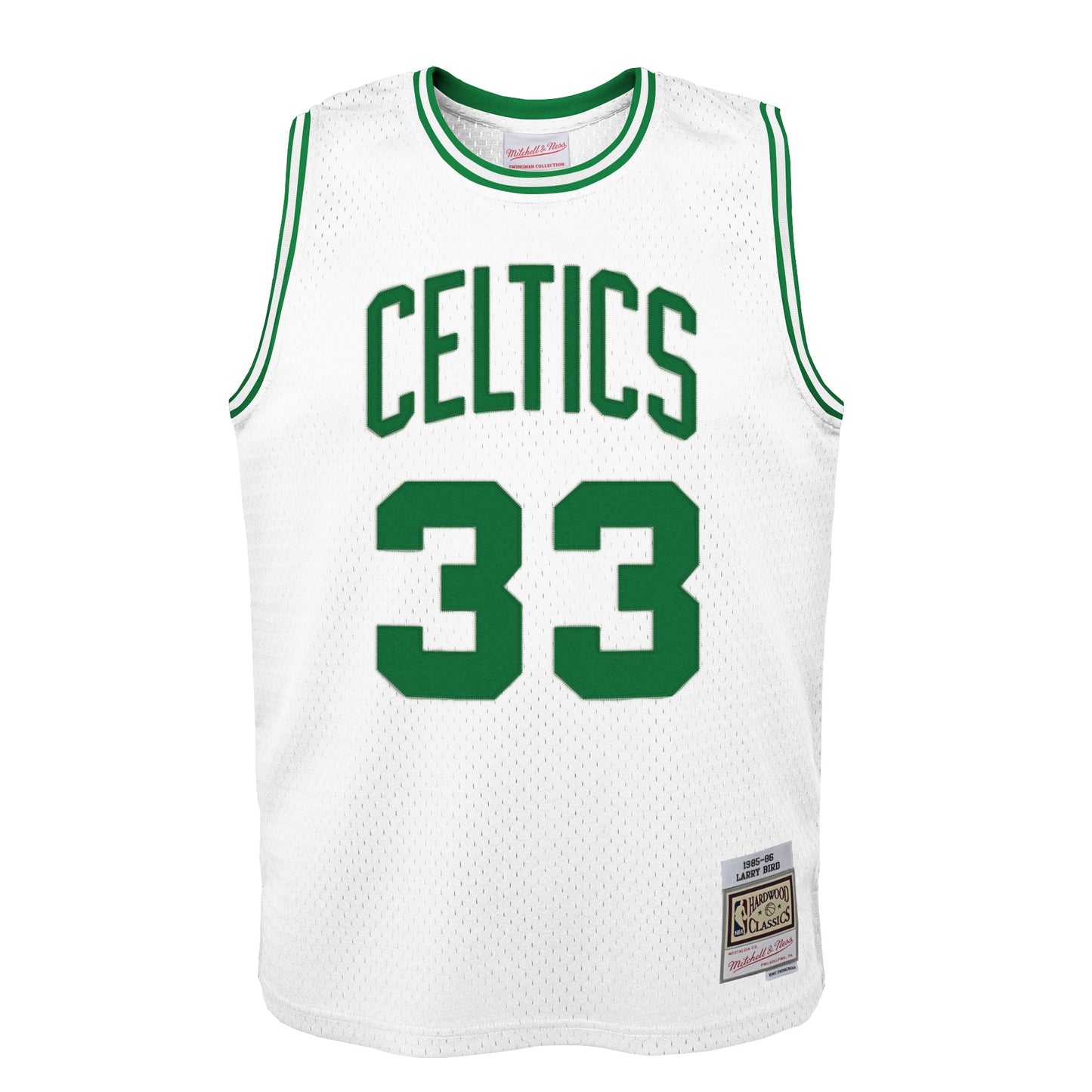 Youth Boston Celtics Larry Bird Mitchell & Ness White 1985-86 Hardwood Classics Swingman Jersey