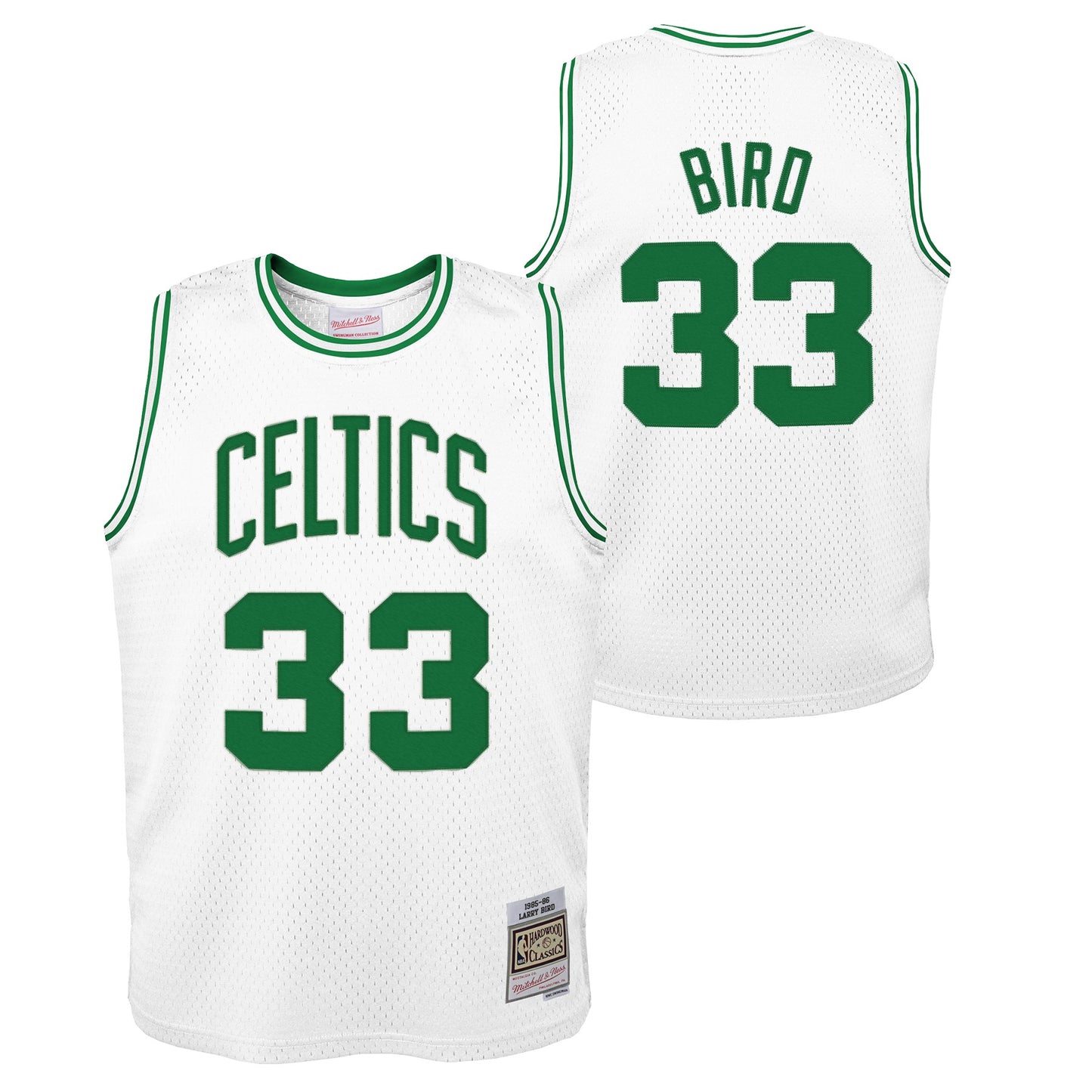 Youth Boston Celtics Larry Bird Mitchell & Ness White 1985-86 Hardwood Classics Swingman Jersey