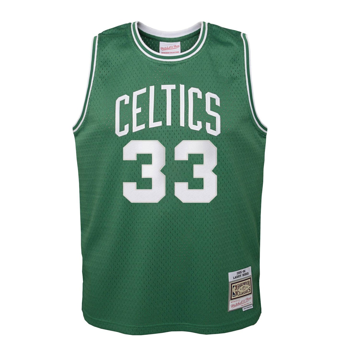 Youth Boston Celtics Larry Bird Mitchell & Ness Kelly Green 1985-86 Hardwood Classics Swingman Jersey