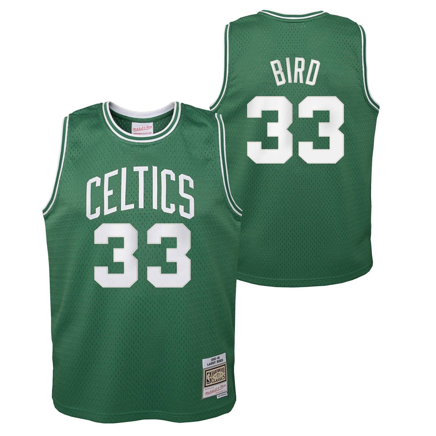 Youth Boston Celtics Larry Bird Mitchell & Ness Kelly Green 1985-86 Hardwood Classics Swingman Jersey