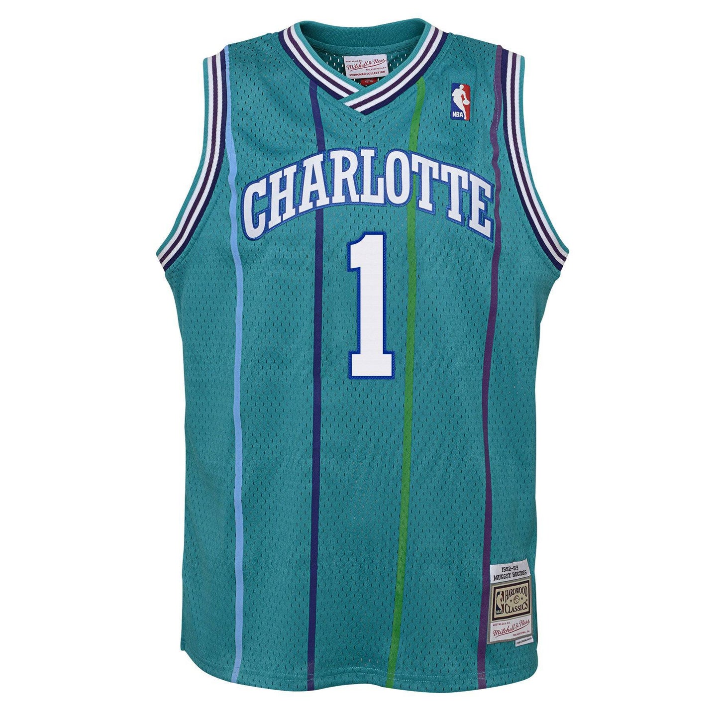 Youth Charlotte Hornets Muggsy Bogues Mitchell & Ness Teal 1992-93 Hardwood Classics Swingman Jersey