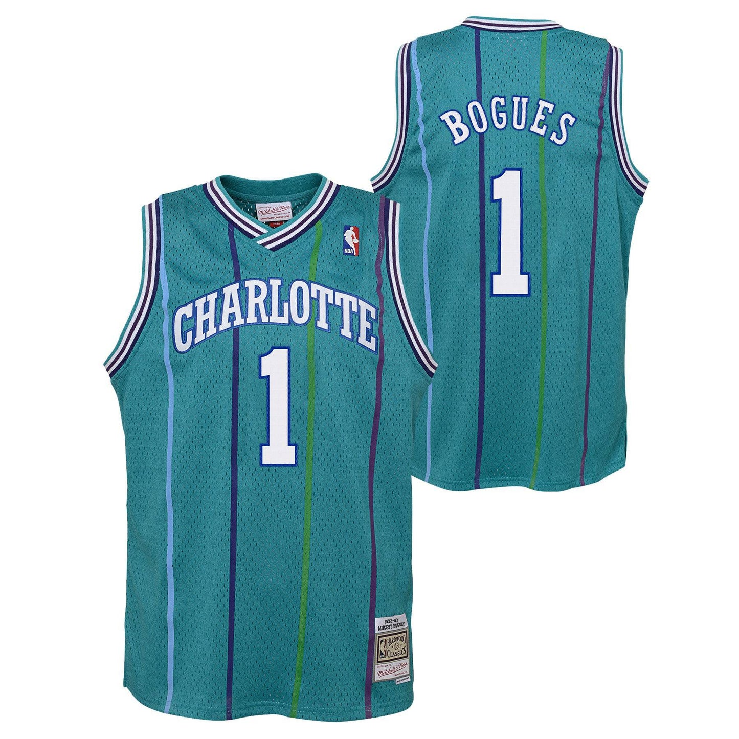 Youth Charlotte Hornets Muggsy Bogues Mitchell & Ness Teal 1992-93 Hardwood Classics Swingman Jersey