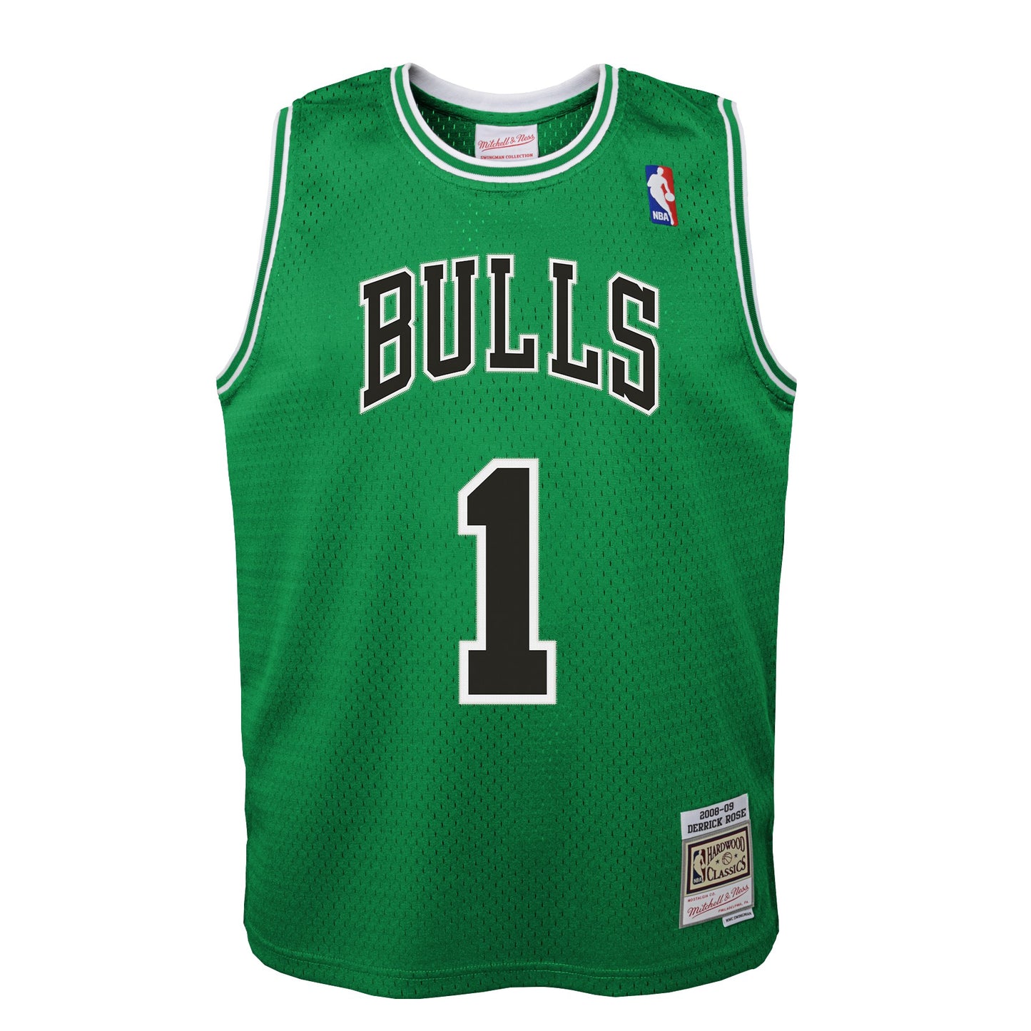 Youth Chicago Bulls Derrick Rose Mitchell & Ness Kelly Green St. Patricks Day Hardwood Classics Swingman Jersey