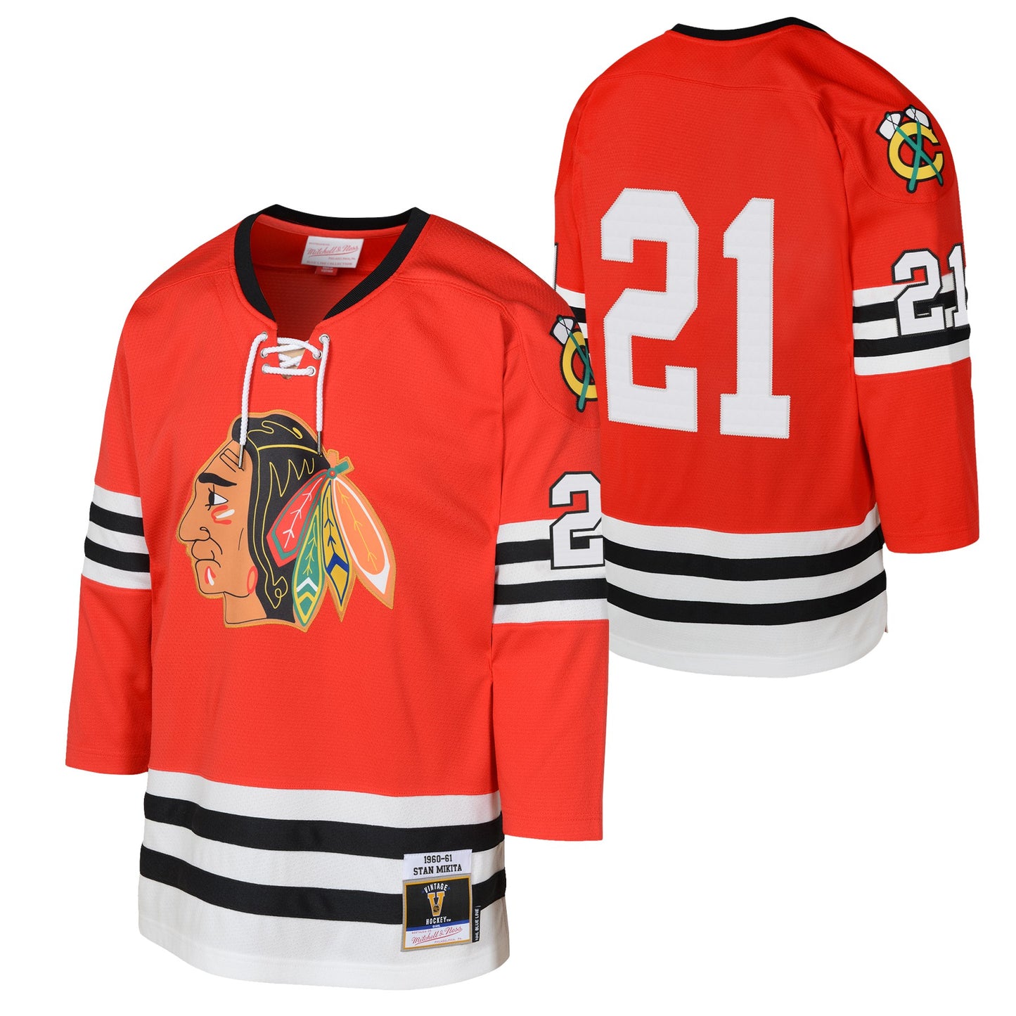 Youth Stan Mikita Chicago Blackhawks Red Mitchell & Ness 1960-61 Blue Line Player Jersey