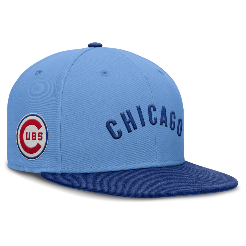 Mens Chicago Cubs Nike Cooperstown Blue Dri-Fit True Fitted Hat - Pro Jersey Sports