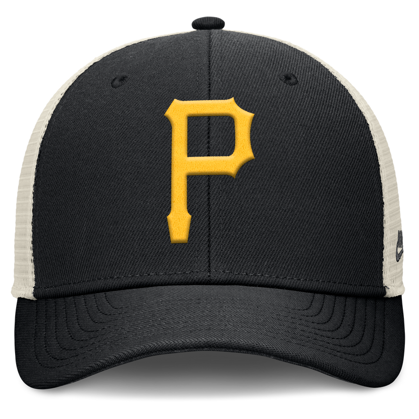 Pittsburgh Pirates Nike Rise Black Adjustable Snapback Trucker Hat - Pro Jersey Sports