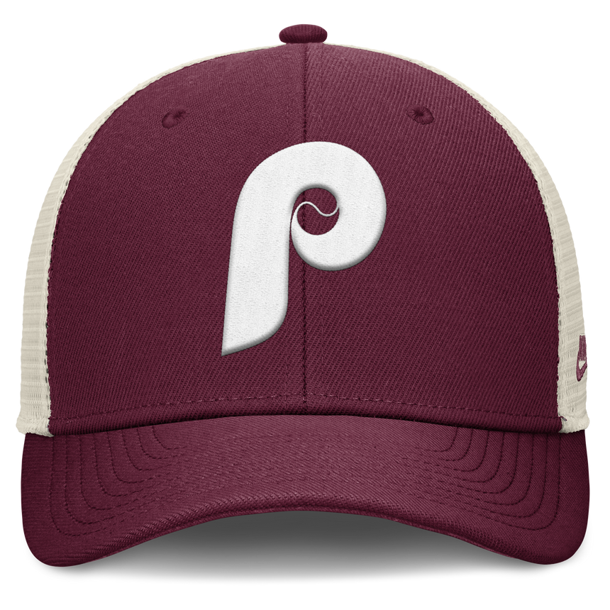 Philadelphia Phillies Nike Rise Maroon Adjustable Snapback Trucker Hat - Pro Jersey Sports