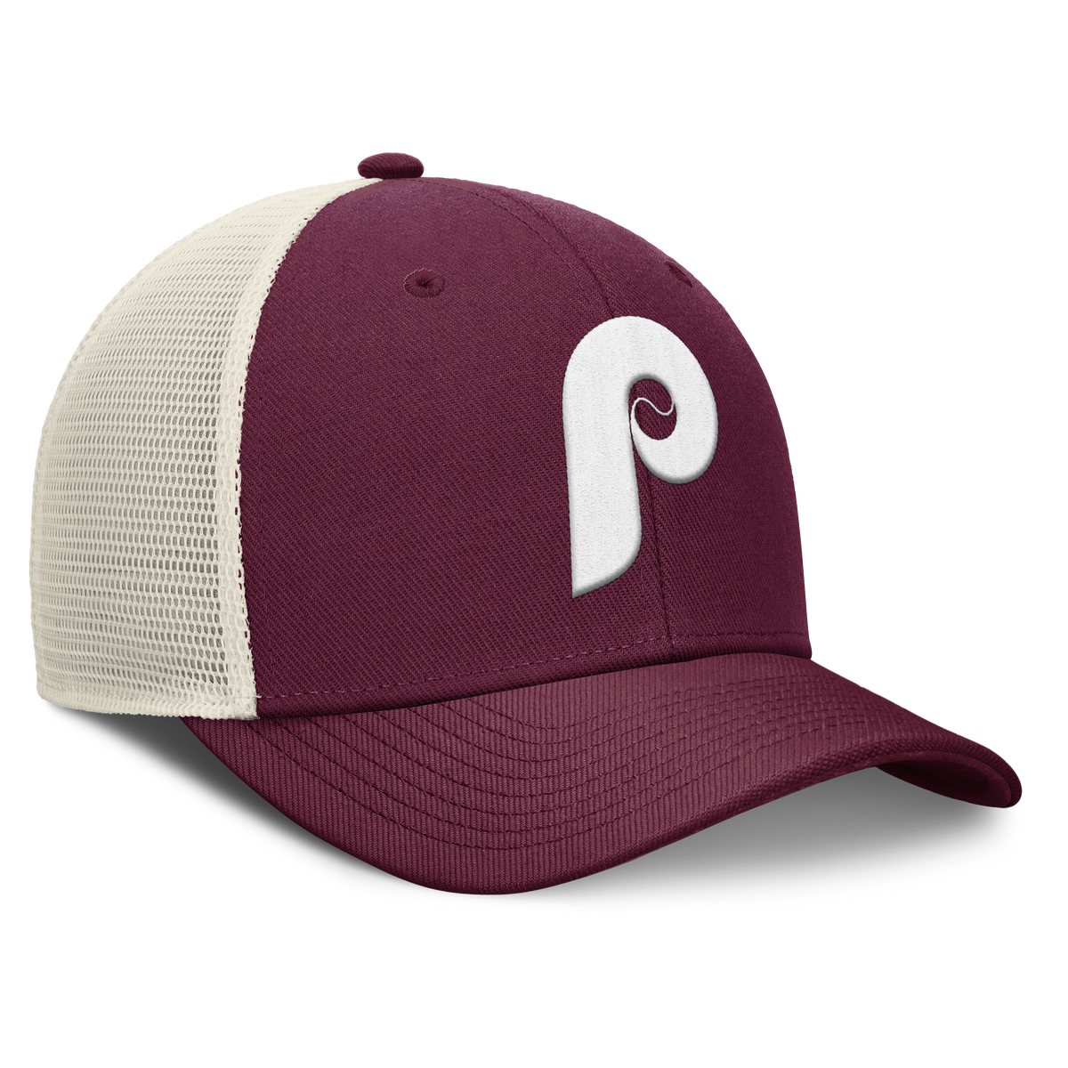 Philadelphia Phillies Nike Rise Maroon Adjustable Snapback Trucker Hat - Pro Jersey Sports
