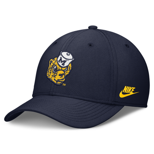 Michigan Wolverines Nike Brand Rise Retro Logo Flex Hat-Navy