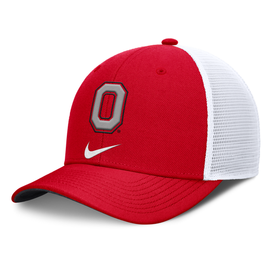 Ohio State Buckeyes Nike Rise Red Adjustable Snapback Trucker Hat - Pro Jersey Sports
