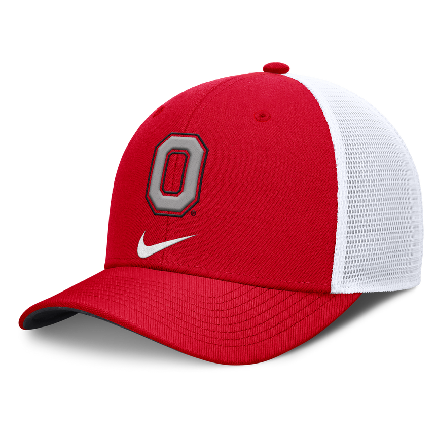 Ohio State Buckeyes Nike Rise Red Adjustable Snapback Trucker Hat - Pro Jersey Sports