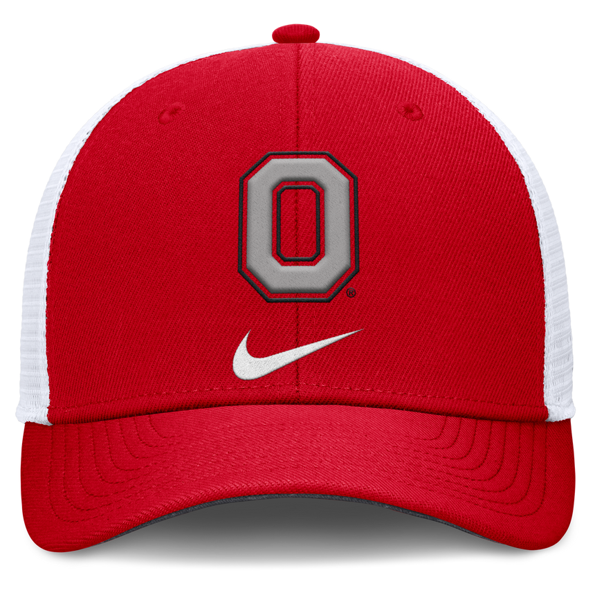 Ohio State Buckeyes Nike Rise Red Adjustable Snapback Trucker Hat - Pro Jersey Sports