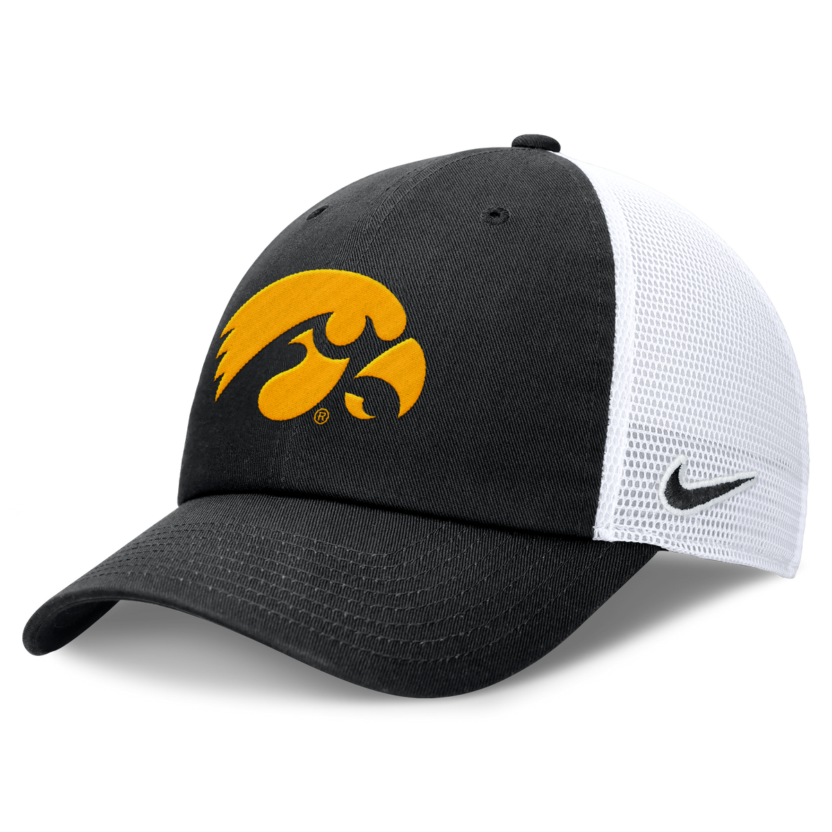 Iowa Hawkeyes Nike Black Club Unstructured Adjustable Trucker Hat