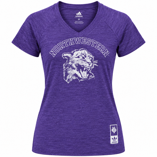 NCAA Northwestern Wildcats Women's Heather Purple adidas Originals Vault Tri-Blend V-Neck T-Shirt