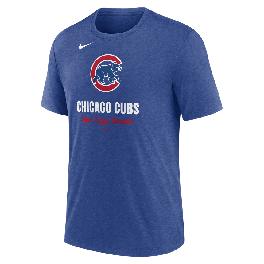 Men's Chicago Cubs Nike Heather Royal Logo Tri-Blend T-Shirt - Pro Jersey Sports
