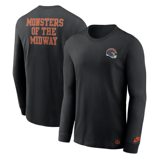 Mens Chicago Bears Nike Black Double Reverse Long Sleeve Tee