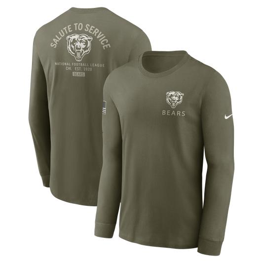 Men's Nike Chicago Bears 2025 Salute To Service Olive Green Long Sleeve T-Shirt - Pro Jersey Sports