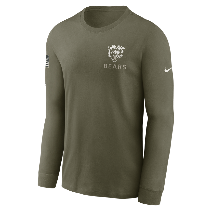 Men's Nike Chicago Bears 2025 Salute To Service Olive Green Long Sleeve T-Shirt - Pro Jersey Sports