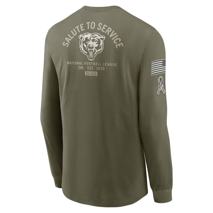 Men's Nike Chicago Bears 2025 Salute To Service Olive Green Long Sleeve T-Shirt - Pro Jersey Sports