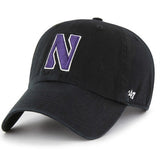 Northwestern Wildcats Black Cleanup Adjustable Hat By '47 brand - Pro Jersey Sports