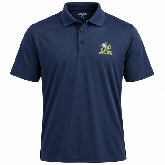 Men's Antigua Notre Dame Fighting Irish Navy Mascot Pique Xtra Lite Polo
